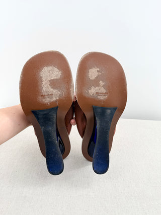 Jil Sander leather thing sandals with sculpt heel, 40