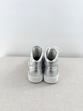 Chanel metallic high top leather CC sneakers, 41