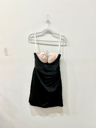 Azazie Atelier black satin mini dress, 4