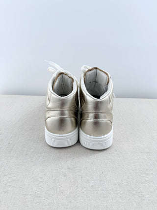Chanel metallic high top leather CC sneakers, 41.5
