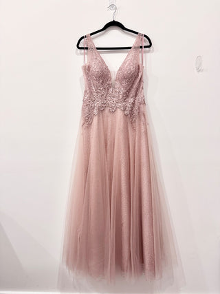 Stella Couture formal beaded mesh gown dress, 14