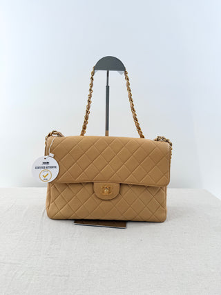 Chanel quilted leather single flap jump bag, jumbo