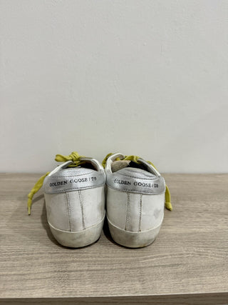 Golden Goose Super-Star Sneakers with Blush Suede and Floral Star White EU 36