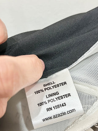 Azazie Atelier black satin mini dress, 4