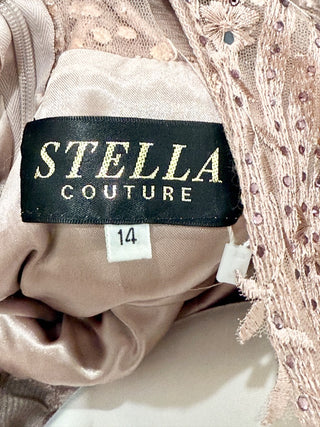 Stella Couture formal beaded mesh gown dress, 14