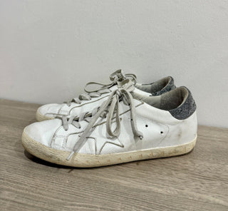 Golden Goose Super-Star Leather Sneakers White with Silver Trim Women's EU 37