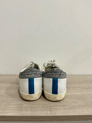 Golden Goose Super-Star Leather Sneakers White with Silver Trim Women's EU 37