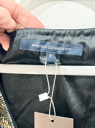 French Connection Embellished Sequin Short Sleeve Mini Shift Dress Black Women 0