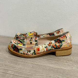 MSGM Floral-Print Canvas Slip On Loafers Flat Multicolor Women's Size EU 40