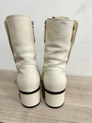 Chanel 19B two tone calfskin leather lace up booties, 37.5