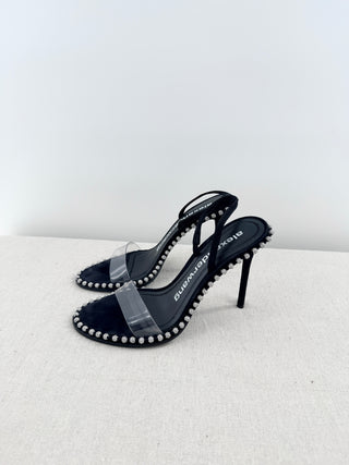 Alexander Wang suede and crystals high heel sandals, 39.5