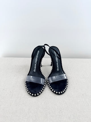 Alexander Wang suede and crystals high heel sandals, 39.5