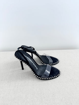 Alexander Wang suede and crystals high heel sandals, 39.5