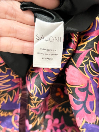 Saloni Penelope-B Floral Print Silk Satin Midi Slip Dress Pink Women's Size 4