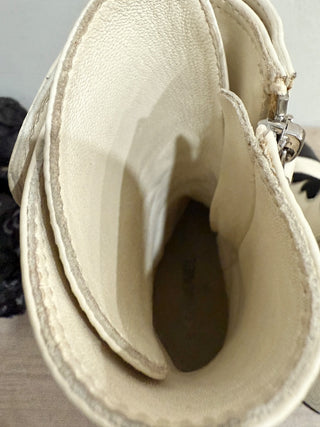 Chanel 19B two tone calfskin leather lace up booties, 37.5