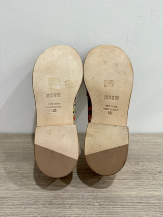 MSGM Floral-Print Canvas Slip On Loafers Flat Multicolor Women's Size EU 40