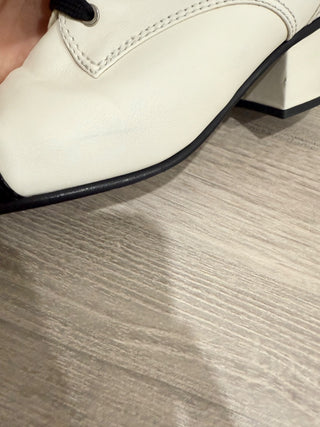 Chanel 19B two tone calfskin leather lace up booties, 37.5