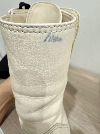 Chanel 19B two tone calfskin leather lace up booties, 37.5