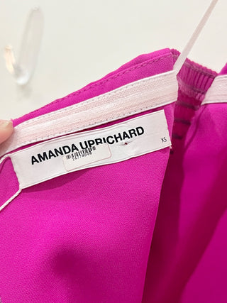 Amanda Uprichard Mandy Side Slit Strapless A-Line Midi Dress Pink Women's XS