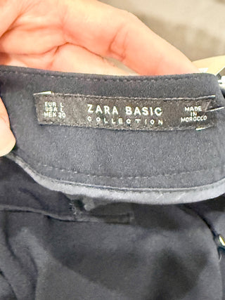 Zara Sleeveless Layered Crepe One Piece Jumpsuit Navy Blue Women's Size Large