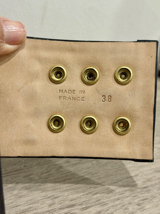 Balmain wide quilted leather belt with gold details, 38 / 6