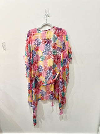 NWT America & Beyond Mauve Sedge Rush Sea Coral Cover Up Colorful Women's Large