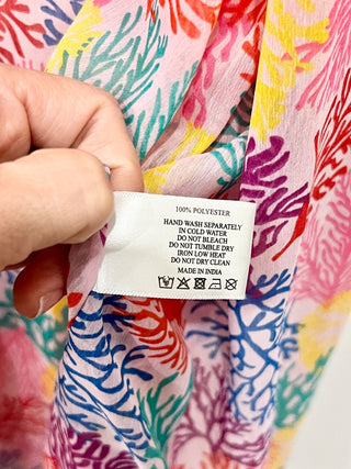 NWT America & Beyond Mauve Sedge Rush Sea Coral Cover Up Colorful Women's Large