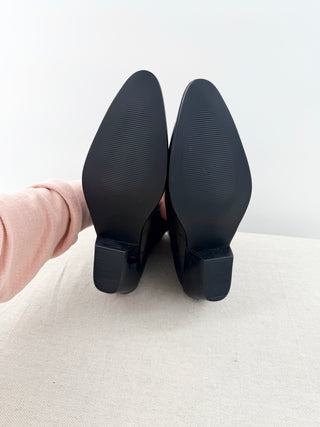 Mango Metallic Pointed Toe Faux Leather Ankle Chelsea Cowboy Boots Black EU 39