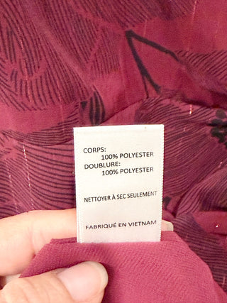 ASTR The Label Metallic Ruffled Faux Wrap Maxi Dress Burgundy Women's Size Small