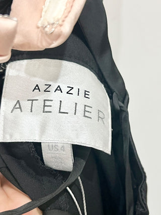 Azazie Atelier Black/cream Satin maxi dress, 4