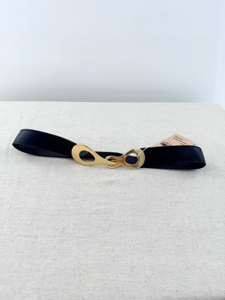 Streets ahead leather belt with gold buckle