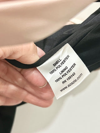 Azazie Atelier Black/cream Satin maxi dress, 4