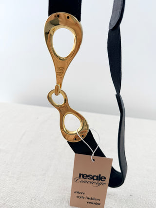 Streets ahead leather belt with gold buckle