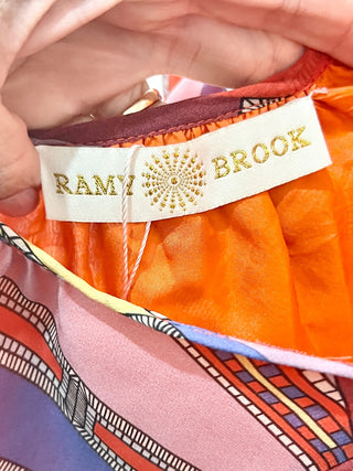 Ramy Brook halterneck printed 100% silk high low dress, S