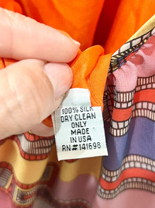 Ramy Brook halterneck printed 100% silk high low dress, S