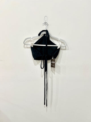 miaou Wool Blend Sleeveless Pinstripe Pearl Halter Tank Top Navy Women's Small