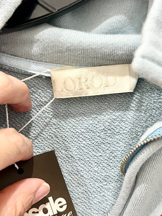 Lorod 100% Cotton 1/4 Zip Long Sleeve Polo Sweatshirt Light Blue Women's Medium