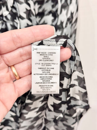 NWT Equipment Samine Houndstooth Silk Ruffled Blouse Multicolor Women's Size XS