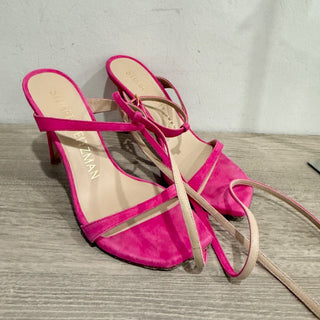 Stuart Weitzman Suede Stilettos Strappy Sandals Peonia Fuchsia Women's US 5.5