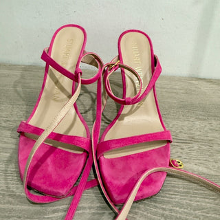 Stuart Weitzman Suede Stilettos Strappy Sandals Peonia Fuchsia Women's US 5.5