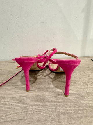 Stuart Weitzman Suede Stilettos Strappy Sandals Peonia Fuchsia Women's US 5.5