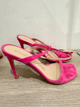 Stuart Weitzman Suede Stilettos Strappy Sandals Peonia Fuchsia Women's US 5.5