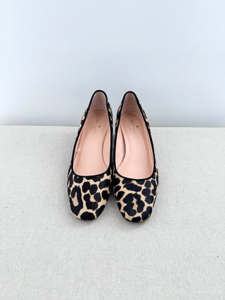 Kate Spade leopard pony hair block heel pumps, 10