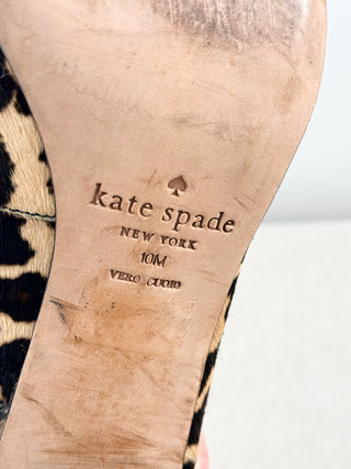 Kate Spade leopard pony hair block heel pumps, 10