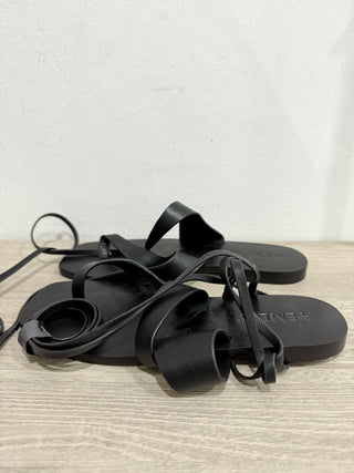NWOT A EMERY Margaux Lace-Up Leather Flat Strappy Sandals Black Women's EU 35