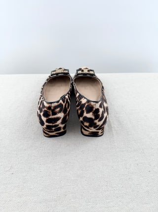 Tory Burch pony hair animal print low heel block shoes, 8