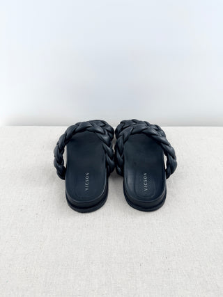 Vicson leather braided strap flat sandals, 41