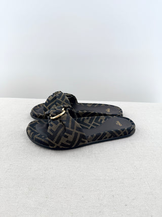 Fendi jacquard slide sandals zucca, 37
