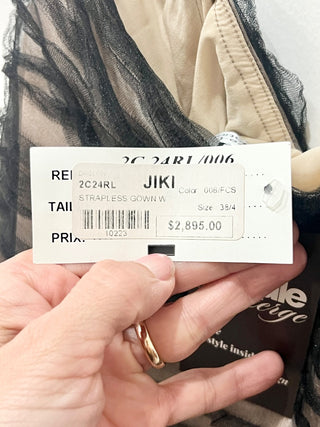 JIKI strapless tan/black maxi dress, 4