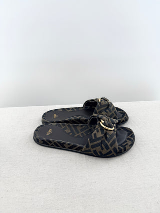 Fendi jacquard slide sandals zucca, 37